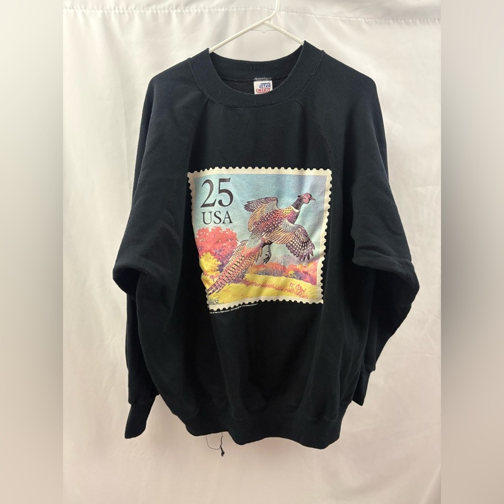 Vintage 1988 Postage Stamp Men’s Sweatshirt Size XXL USPS Black Bird